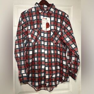 Vintage Montgomery Ward Shirt Mens Medium Tall Plaid Flannel Red Lumberjack‎ NWT